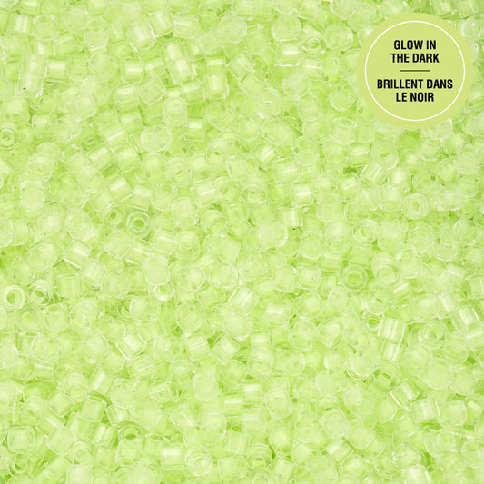 11/0 Cylin Bead, 25g Bag, Glow in Dark - Light Green