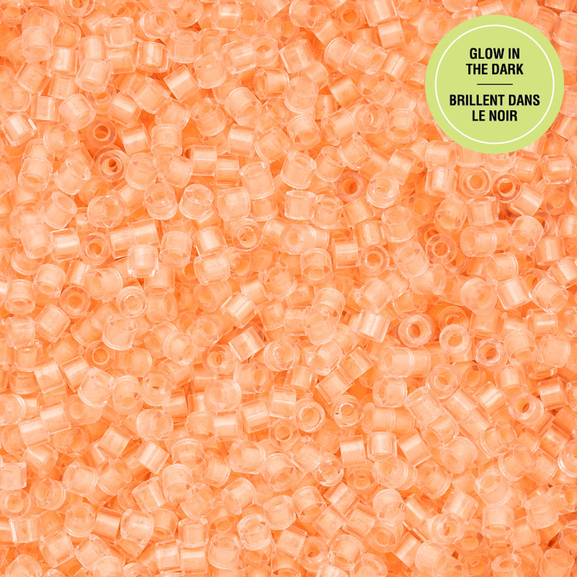 11/0 Cylin Bead, 25g Bag, Glow in Dark - Orange
