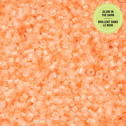 11/0 Cylin Bead, 25g Bag, Glow in Dark - Orange