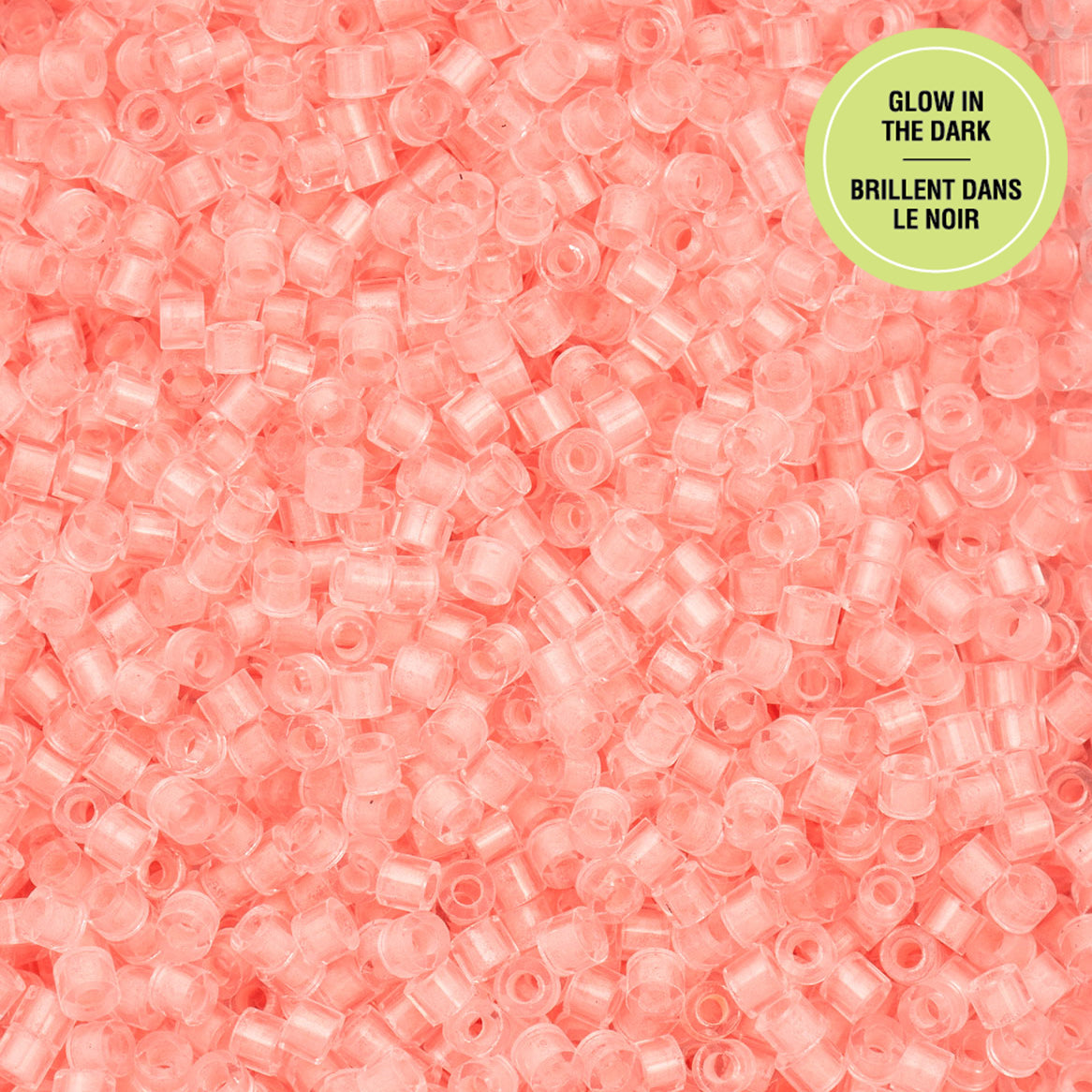 11/0 Cylin Bead, 25g Bag, Glow in Dark - Coral