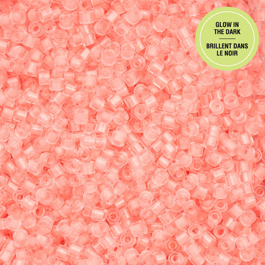 11/0 Cylin Bead, 25g Bag, Glow in Dark - Coral