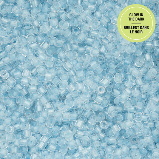 11/0 Cylin Bead, 25g Bag, Glow in Dark - Blue