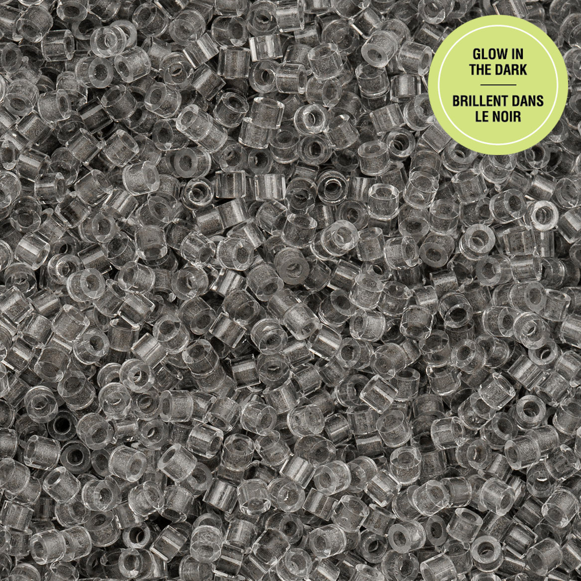11/0 Cylin Bead, 25g Bag, Glow in Dark - Grey