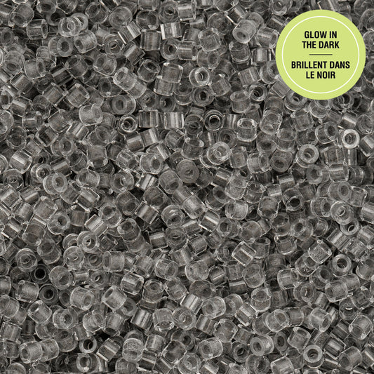 11/0 Cylin Bead, 25g Bag, Glow in Dark - Grey